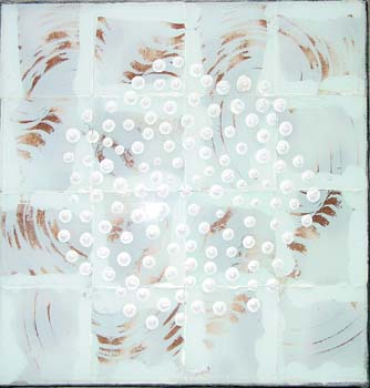 Lotus Olieverf zeefdruk Glasplaten 40cm-40cm  2002 