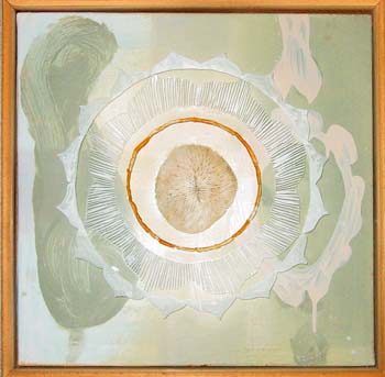 Kelk Olieverf Koraal was opengesneden glas 40cm-40cm 1999