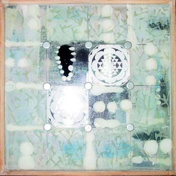 Zonder Titel Olieverf Glasplaten zeefdruk metaal 40cm-40cm 1998